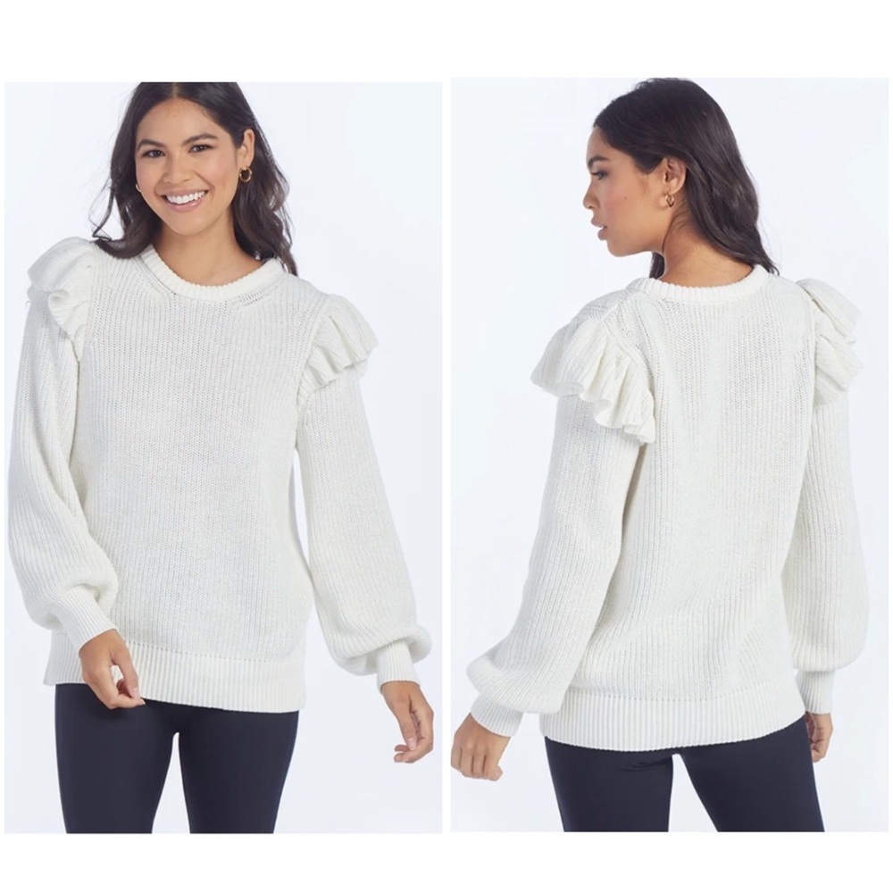 SUMMERSALT Womens The Flirty Ruffle Sleeve Sweater Size XL 100% Organic Cotton